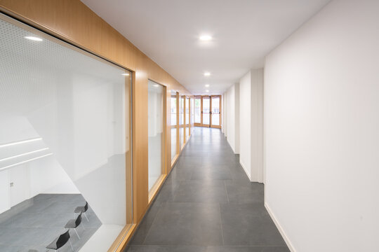 Modern auditorium corridor with sleek design