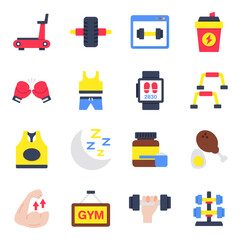 Set of Workout Flat Icons

