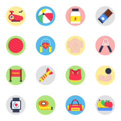 Set of Gym Flat Icons

