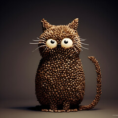 Obraz premium cat figure made of coffee beans