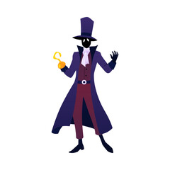 Vector illustration a Gothic character without a face and a hook instead of a hand.
