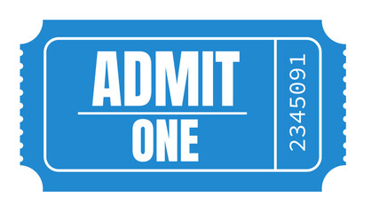 Obraz premium Ticket, Admit one ticket, admit one ticket isolated, Blue ticket, Blue Coupon