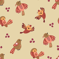 Seamless pattern with fabulous birds. Design for fabric, textiles, wallpaper, packaging	