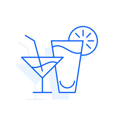Cocktail, alcohol food icon. Restaurant line editable sign.  Public catering related icon. Menu category. Vector illustration in modern thin line style.