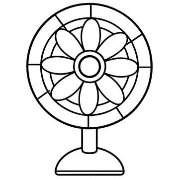recommend clip art: line art of an Electric Fan on a White Background