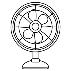 line art of an Electric Fan on a White Background