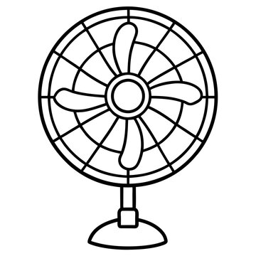 recommend clip art: line art of an Electric Fan on a White Background