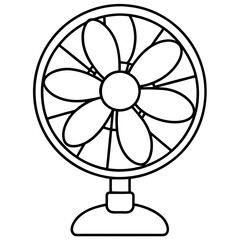 line art of an Electric Fan on a White Background