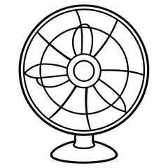 line art of an Electric Fan on a White Background