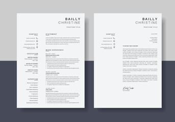 Resume cv and Cover Letter, clean and simple resume cv template, professional resume