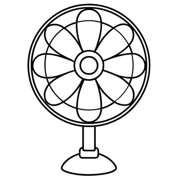 recommend clip art: line art of an Electric Fan on a White Background