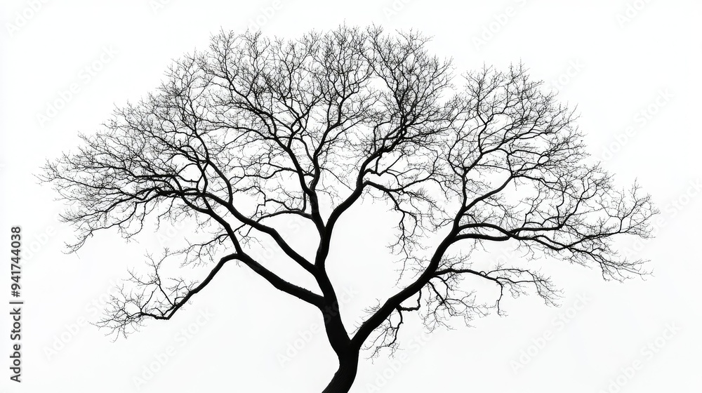 Poster geometric lines forming a tree silhouette with intricate branches, symbolizing the complexity of nat