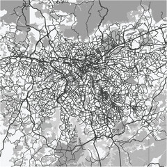 Obraz premium Map of Sao Paulo in Brazil in grayscale. Contains layered vector with roads water, parks, etc.