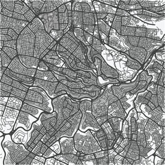 Map of Amman in Jordan in grayscale. Contains layered vector with roads water, parks, etc.