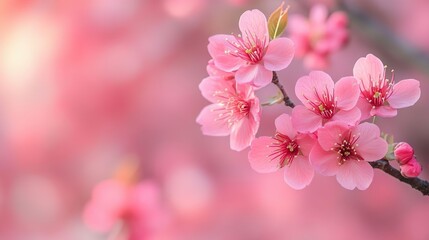 Naklejka premium Beautiful cherry blossoms in full bloom perfect for enhancing seasonal and nature-inspired wallpaper visuals
