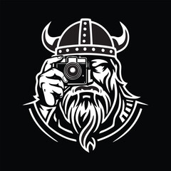 black and white vector illustration of a Viking camera