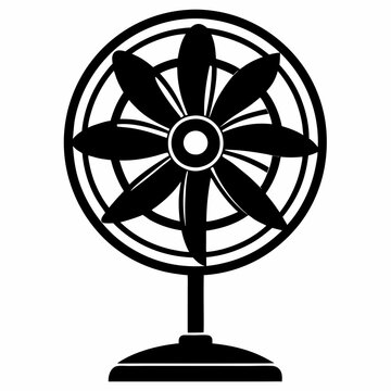 recommend clip art: Black Silhouette of an Electric Fan on a White Background