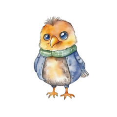 Obraz premium Cute little owl autumn vibe watercolor vector illustration, white background