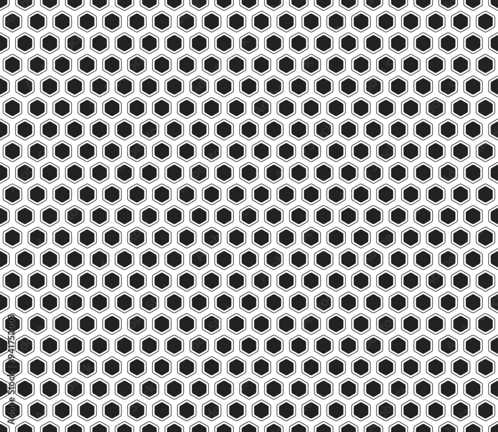 Poster tileable abstract background. rounded hexagons mosaic cells with padding and inner solid cells. hexa