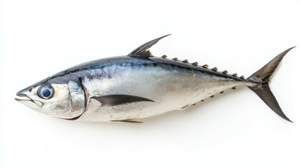 Fototapeta premium Freshly caught whole tuna on a clean white surface, ready for preparation and cooking