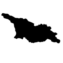 Obraz premium Hand drawn black map of Georgia. Silhouette, Asia, Europe geography. Vector isolated on white background