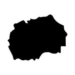 Hand drawn black map of North Macedonia. Silhouette, Europe geography. Vector isolated on white background