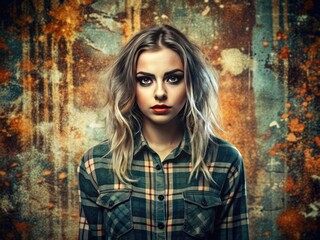 Fototapeta premium Grunge Nostalgia: Distressed textures, dark colors, raw emotions, alternative vibe