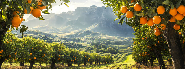 Sunny Orange Grove in the Mountains