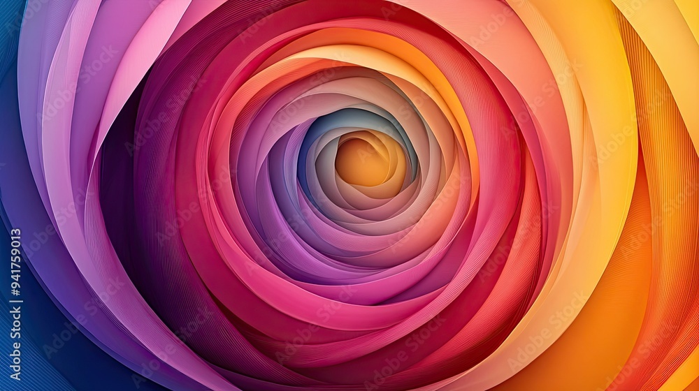 Poster simple, elegant lines in a circular pattern, representing the life cycle, with a harmonious blend of
