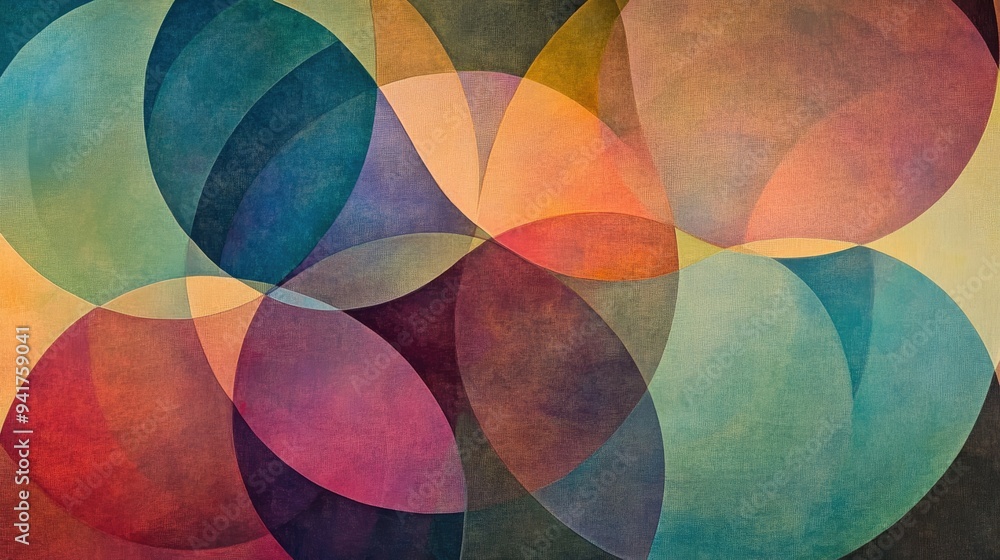 Poster simple, elegant lines in a circular pattern, representing the life cycle, with a harmonious blend of