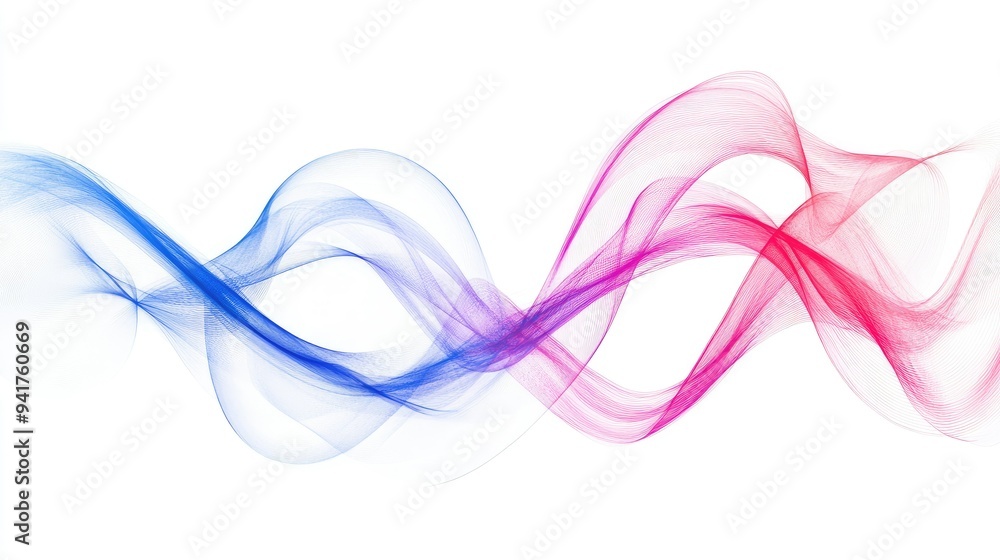Poster two abstract lines converging into a single, harmonious flow, illustrating the unity and bond of lov