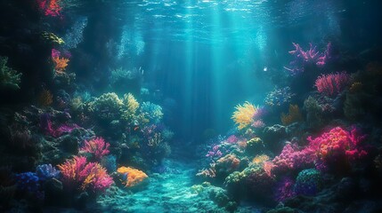 Fototapeta premium Enchanting coral reef scene beneath the sea ideal for creating colorful and marine-inspired wallpaper designs