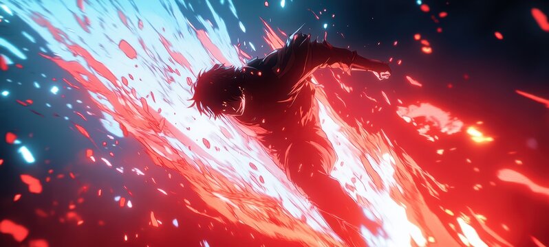 Hero narrowly dodging a powerful attack