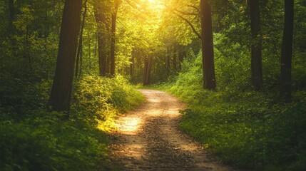 Fototapeta premium Sunlit Path Through the Forest