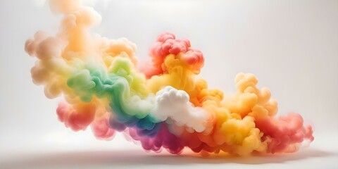 Fototapeta premium Abstract background with rainbow smoke on white. AI generated