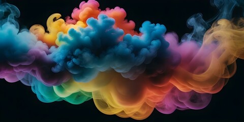 Abstract background with rainbow smoke on black.
AI generated