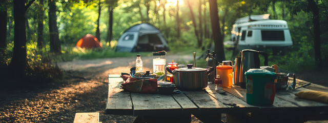 Obraz premium Afternoon Camping Cookout