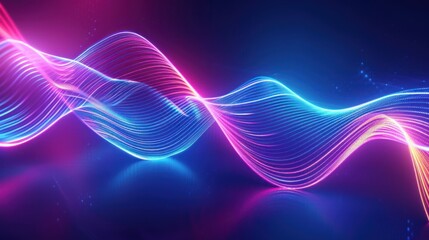Fototapeta premium Abstract Neon Wave with Glowing Particles