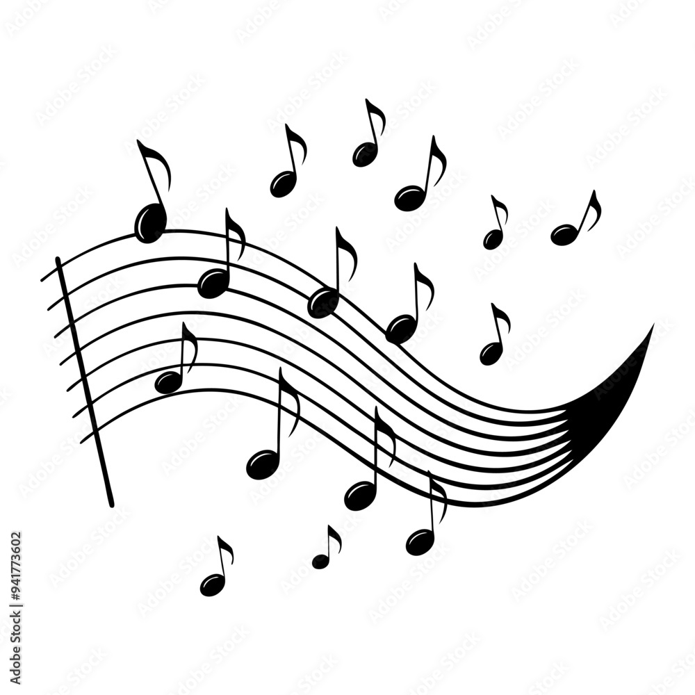 Aufkleber musical background with notes. flying music notes. song notation in flat design. vector illustration