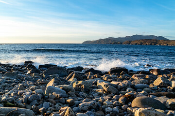 The Muckross Head pebble beach , County Donegal, reland.