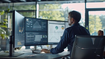 The professional analyzing data