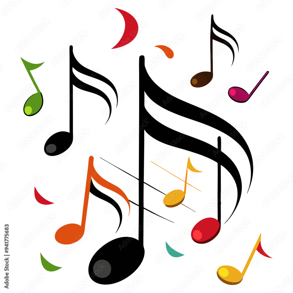 Aufkleber musical background with notes. flying music notes. song notation in flat design. vector illustration