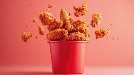 fried chicken hot fly crispy strips crunchy pieces bucket large red box