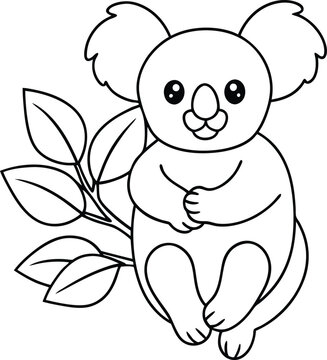 recommend clip art: Delightful koala illustration for kids to enjoy coloring and developing skills
                    