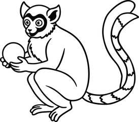 Playful lemur illustration with bold lines perfect for young artists to color and enjoy

