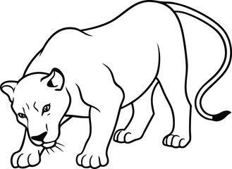 Cute panther line drawing ideal for children’s coloring book hours of artistic fun with this playful design

