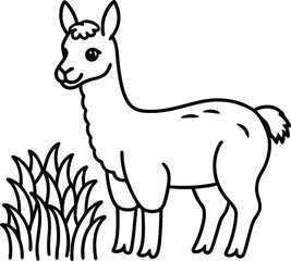 Simple alpaca line art perfect for kids coloring book fun with adorable and easy designs for young artists
