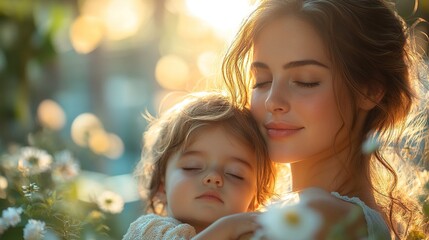 Obraz premium a beautiful woman having a moment to herself in the garden while her child is sleeping eating a sandwich or lunch in peace.illustration
