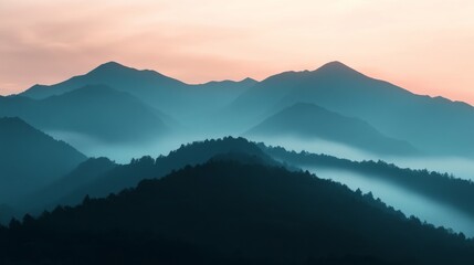 Misty Mountains at Sunrise.