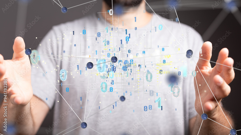 Poster Technology background. Big data concept. Binary